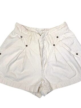 Vintage High-Waist Cream Pleated Women’s Shorts Made in USA 100% Cotton size 7/8